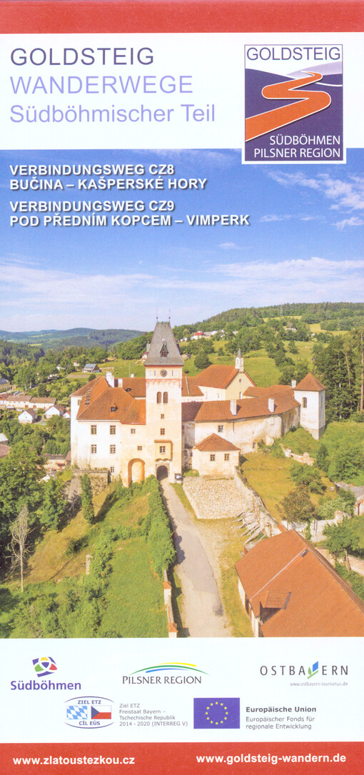 Goldsteig - Wanderwege, Südböhmischer Teil. Verbindungsweg CZ8 Bučina-Kašperské Hory, Verbindungsweg CZ9 Pod Předním kopcem-Vimperk