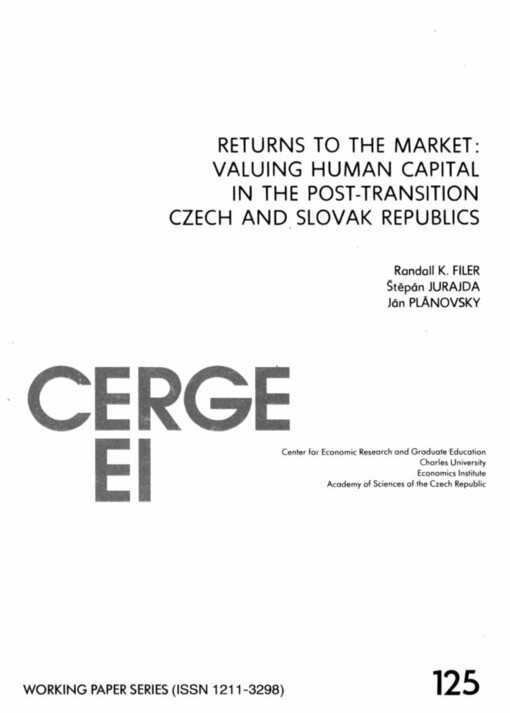 Returns to the market: valuing human capital in post-transition Czech and Slovak Republics
