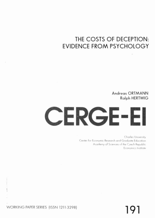 costs of deception: evidence from psychology