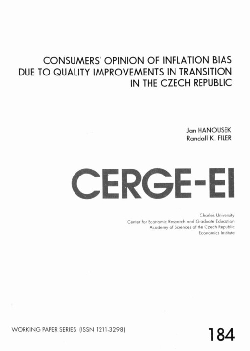 Consumers´ opinion of inflation bias due to quality improvements in transition in the Czech Republic