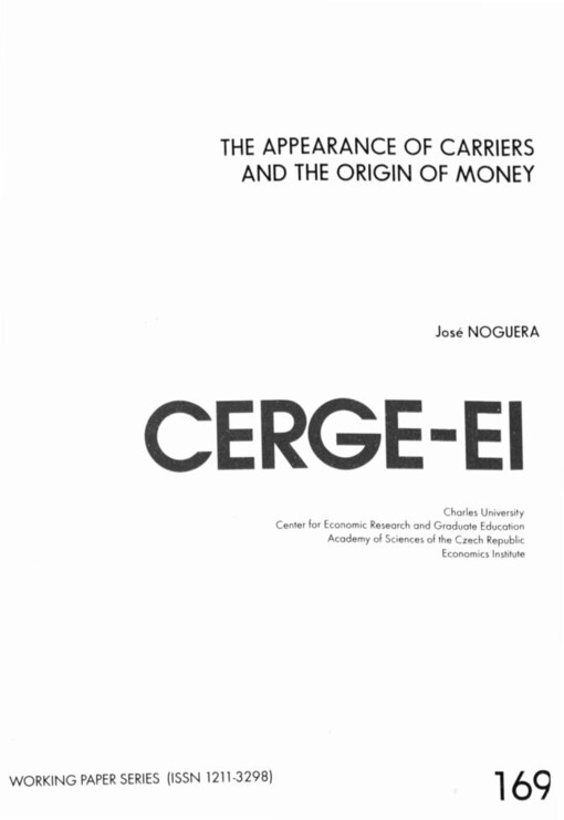 appearance of carriers and the origin of money