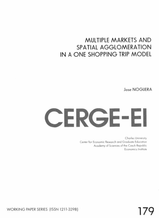 Multiple markets and spatial agglomeration in a one shopping trip model