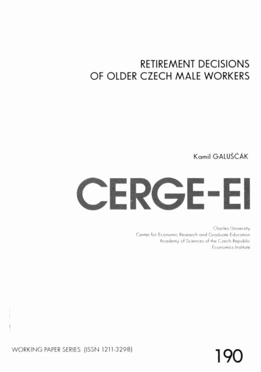 Retirement decision of older Czech male workers