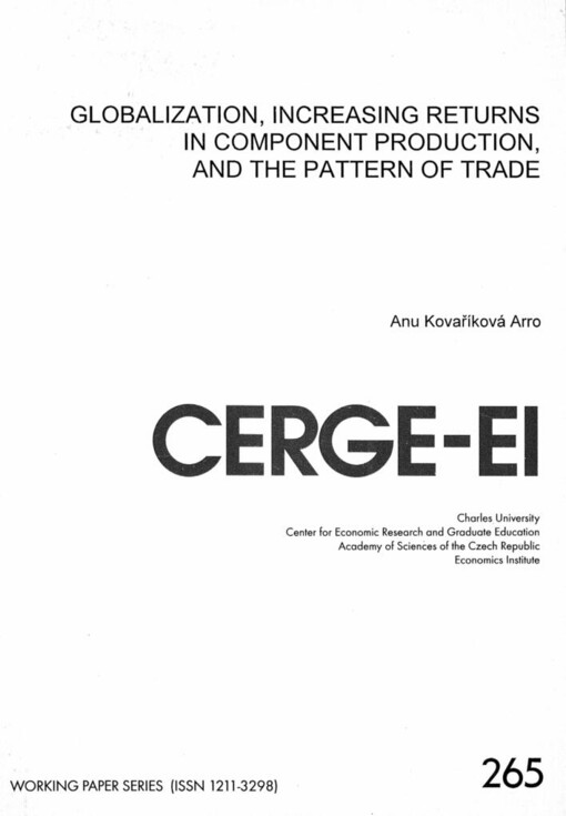 Globalization, increasing returns in component production, and the pattern of trade