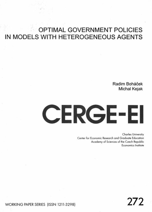 Optimal government policies in models with heterogeneous agents