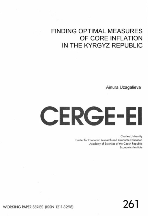 Finding optimal measures of core inflation in the Kyrgyz Republic