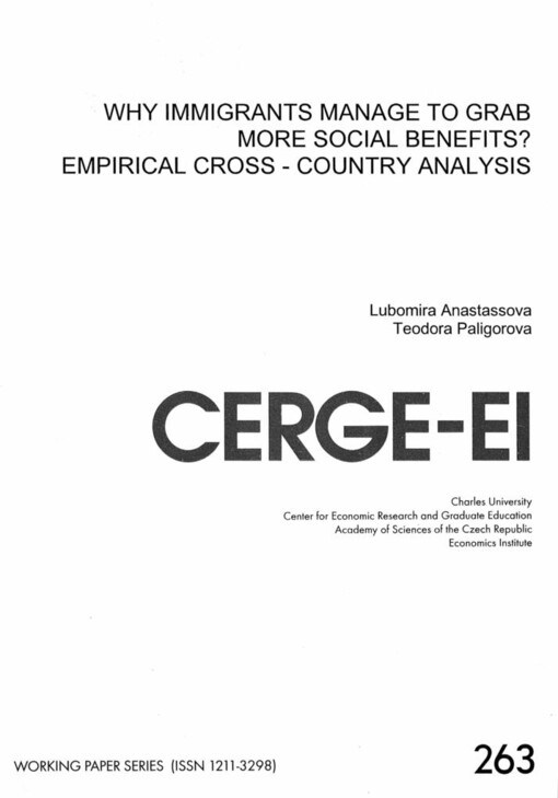 Why immigrants manage to grab more social benefits?: empirical cross - country analysis