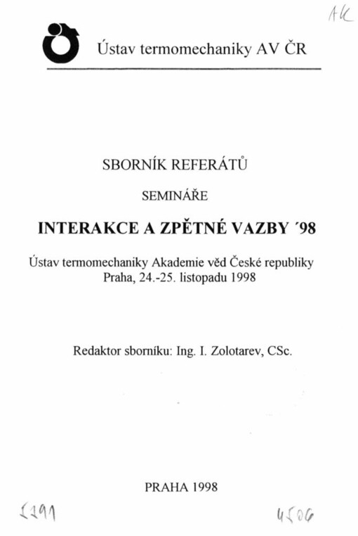 Interakce a zpětné vazby '98 : sborník referátů semináře, Praha 24.-25. listopadu 1998