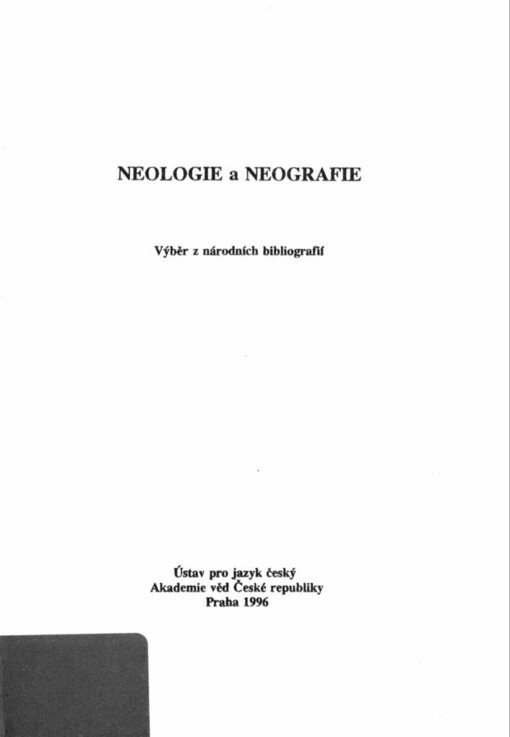 Neologie a neografie :výběr z národních bibliografií
