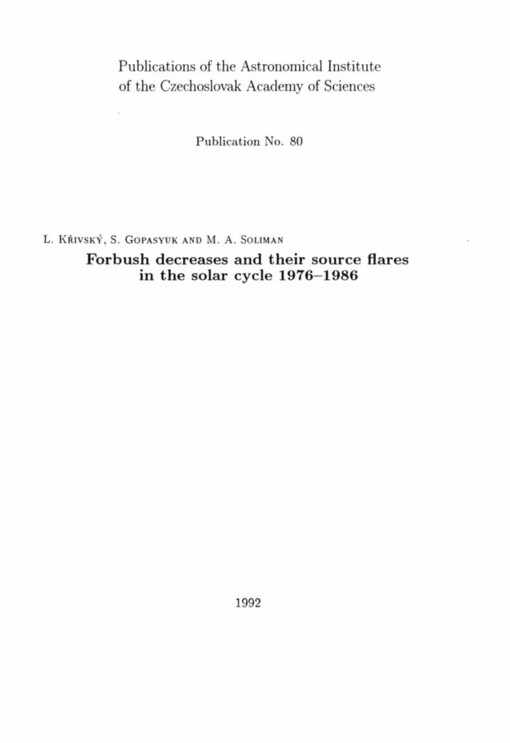 Forbush decreases and their source flares in the solar cycle 1976 - 1986