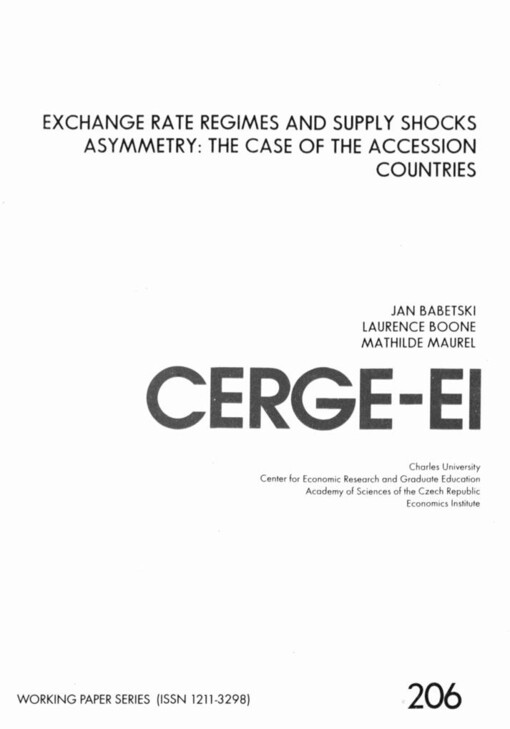 Exchange rate regimes and supply shocks asymmetry: the case of the accession countries