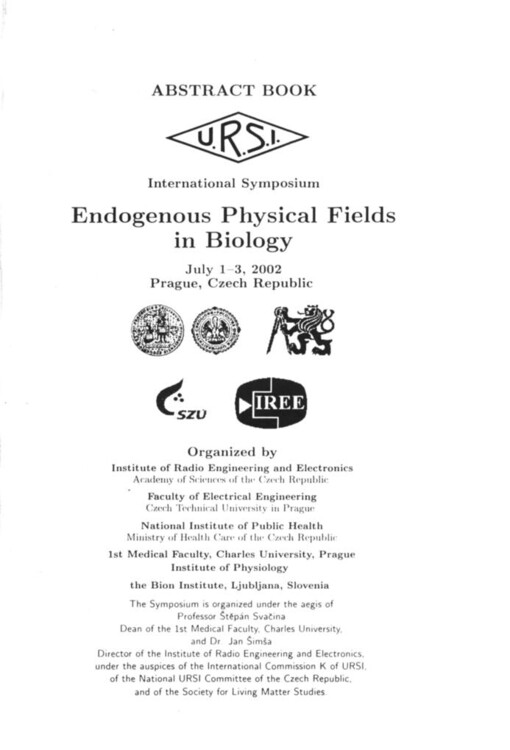 Endogenous physical fields in biology: abstract book - U.R.S.I