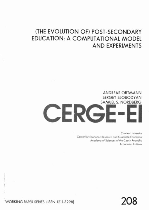 (The evolution of) post-secondary education: a computational model and experiments