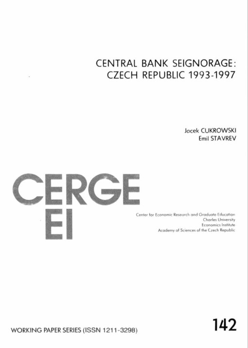Central bank seignorage: Czech Republic 1993-1997