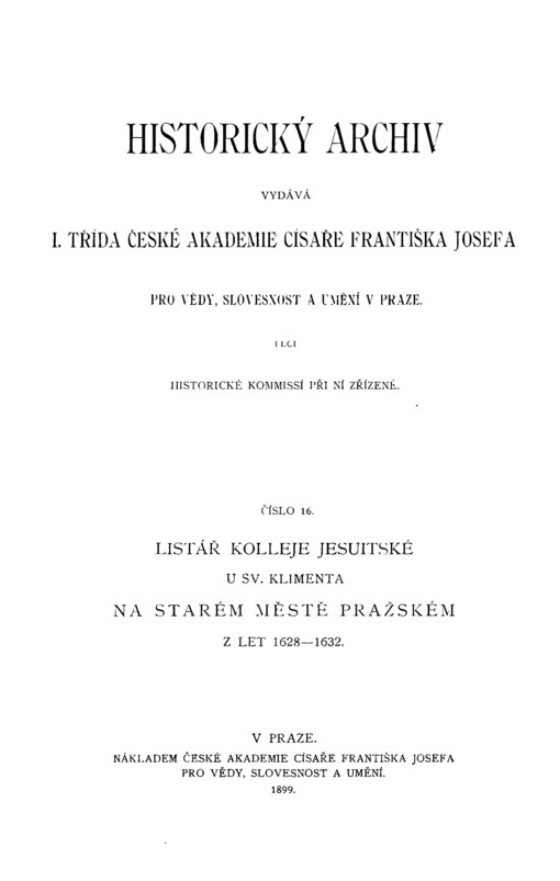 Listář kolleje jesuitské u sv. Klimenta na Starém Městě pražském z let 1628-1632