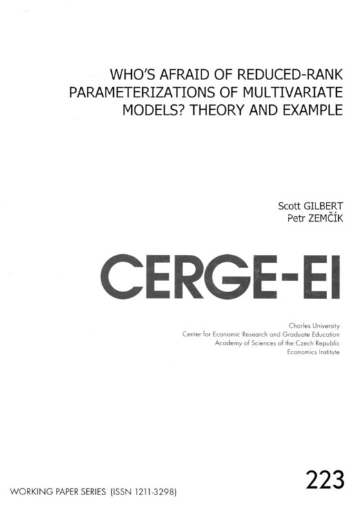 Who´s afraid fo reduced-rank parameterizations of multivariate models? Theory and example