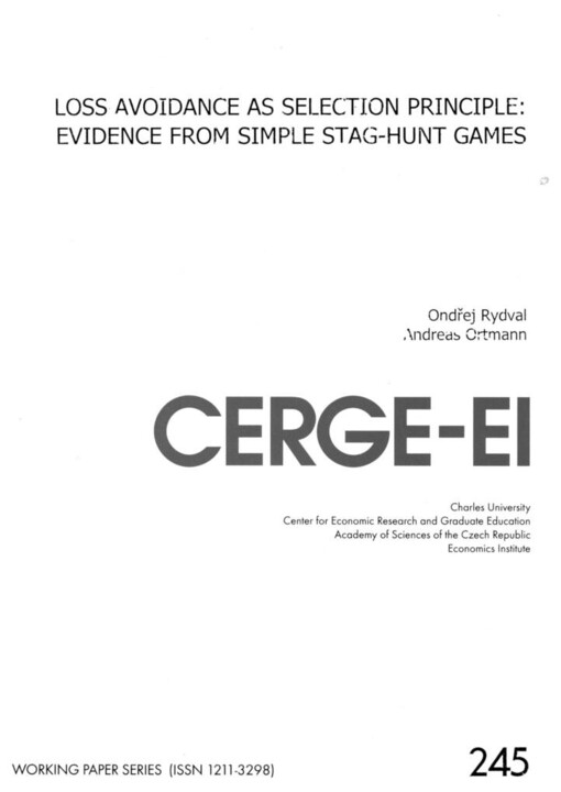 Loss avoidance as selection principle: evidence from simple stag-hunt games