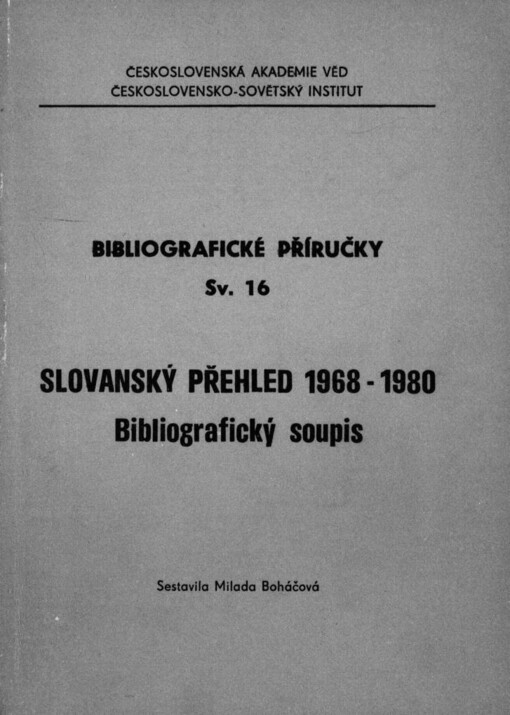 Slovanský přehled 1968-1980 :bibliografický soupis