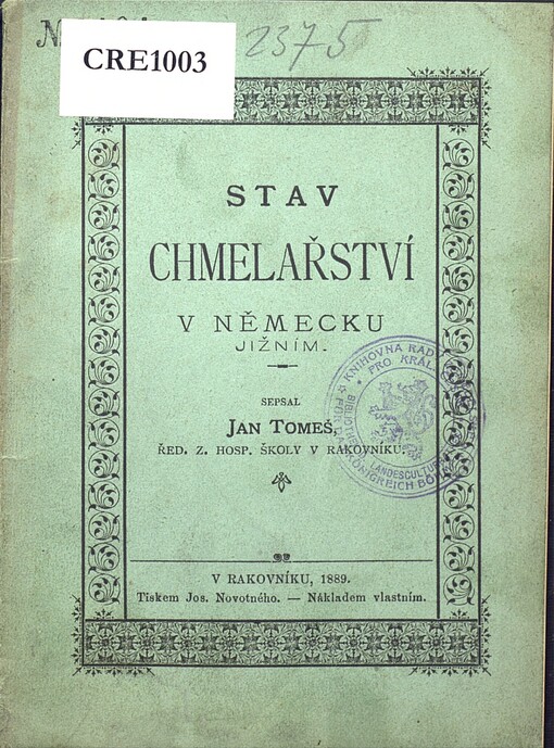 Stav chmelařství v Německu jižním