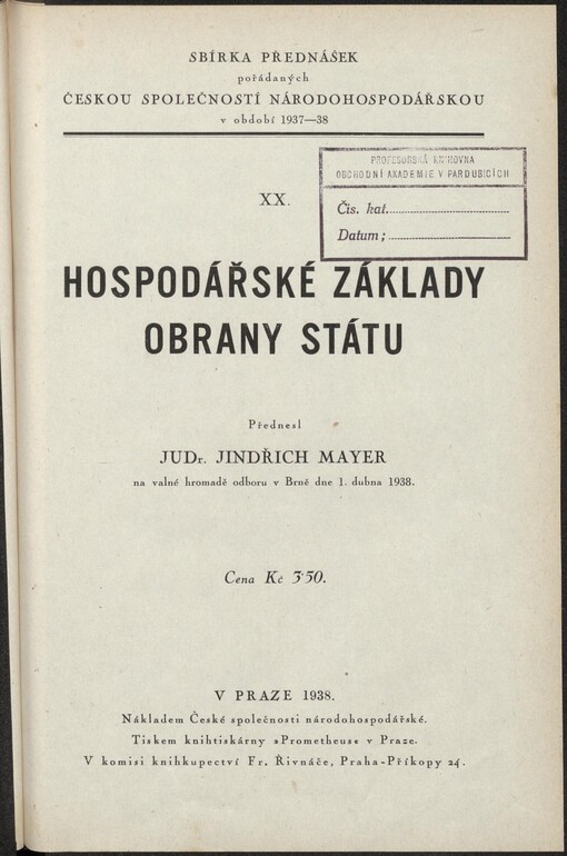 Hospodářské základy obrany státu