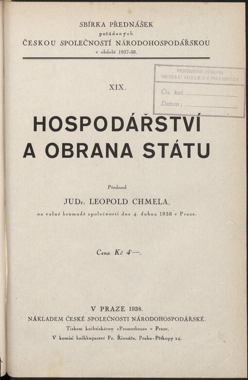 Hospodářství a obrana státu