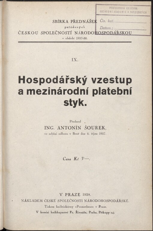 Hospodářský vzestup a mezinárodní platební styk