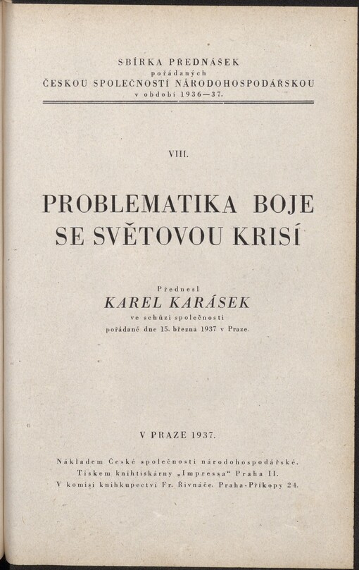 Problematika boje se světovou krisí
