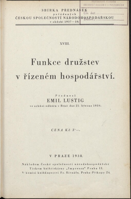 Funkce družstev v řízeném hospodářství