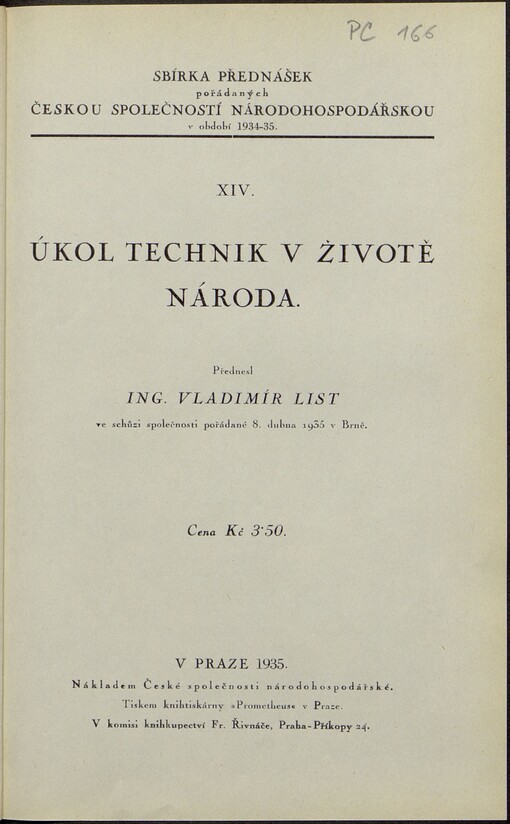 Úkol technik v životě národa