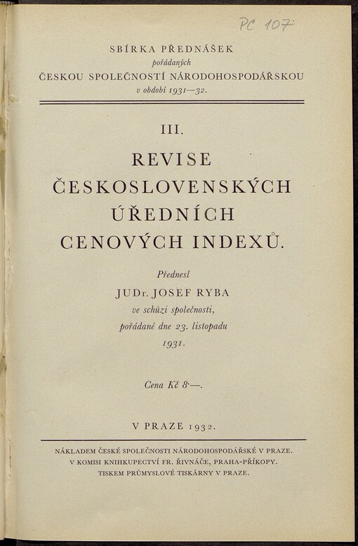 Revise československých úředních cenových indexů