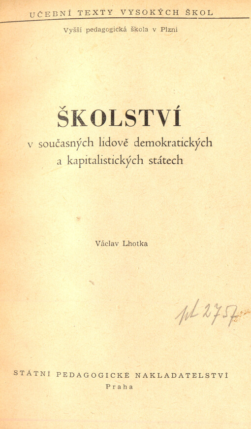 Školství v současných lidově demokratických a kapitalistických státech