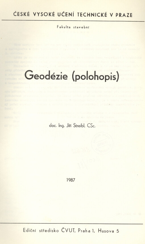 Geodézie : (polohopis)