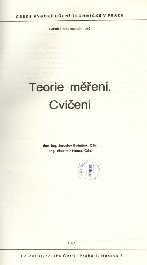 Teorie měření : cvičení