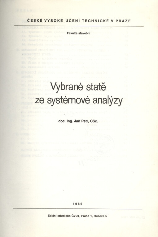 Vybrané statě ze systémové analýzy
