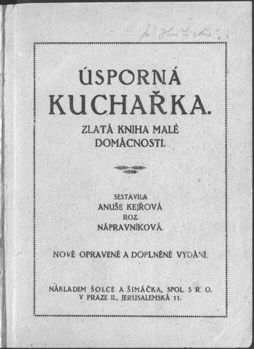 Úsporná kuchařka :Zlatá kniha malé domácnosti
