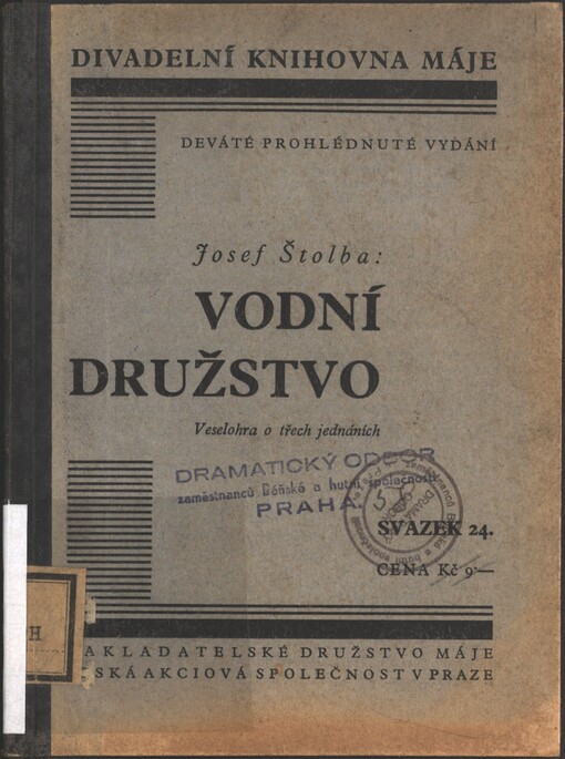 Vodní družstvo: veselohra o třech jednáních