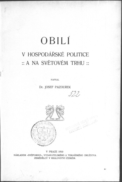 Obilí v hospodářské politice a na světovém trhu