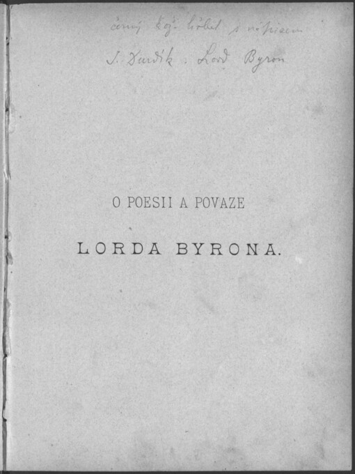 O poesii a povaze Lorda Byrona
