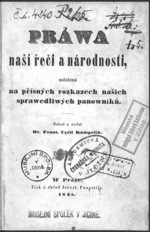 Práwa naší řeči a národnosti, založená na přísných rozkazech našich sprawedliwých panowníků