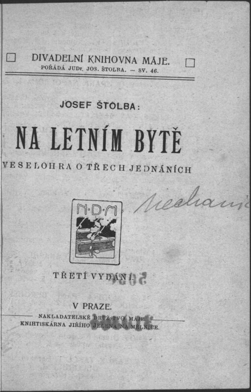 Na letním bytě: veselohra o třech jednáních, 3. vyd.