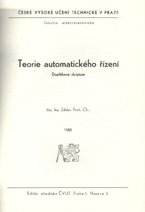 Teorie automatického řízení :doplňkové skriptum