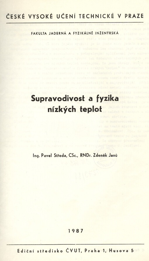 Supravodivost a fyzika nízkých teplot