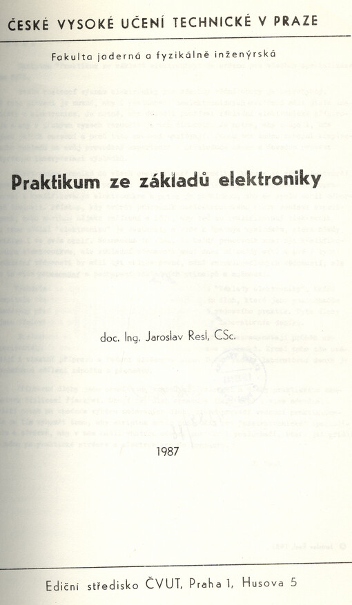 Praktikum ze základů elektroniky, 1. vyd.