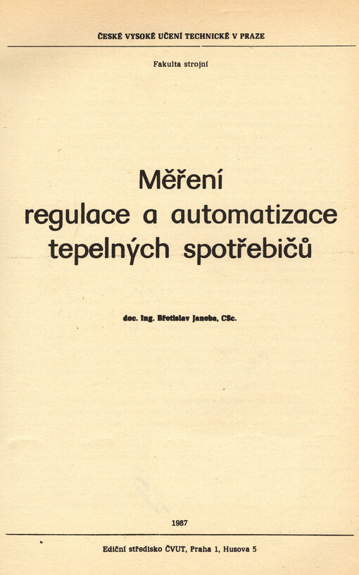 Měření regulace a automatizace tepelných spotřebičů