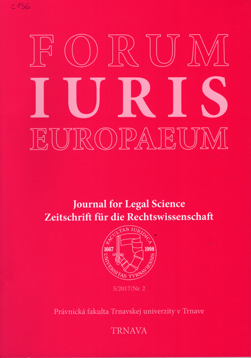 Forum Iuris Europaeum : journal for legal science = Zeitschrift die Rechtswissenschaft