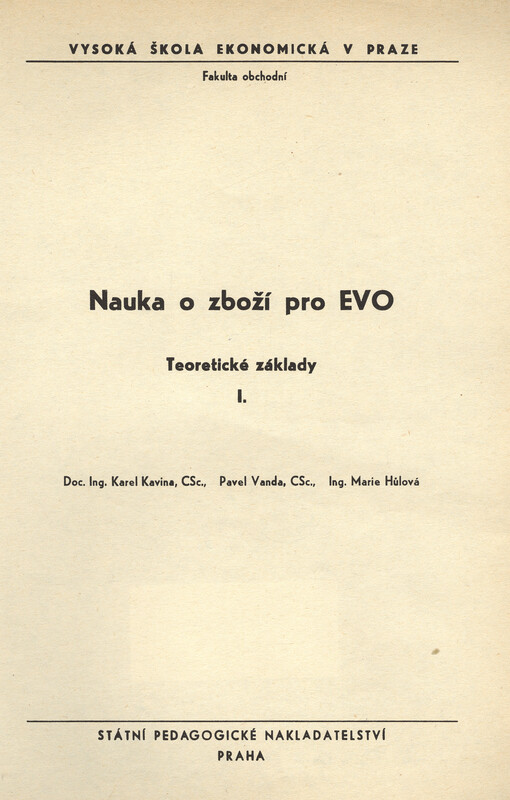 Nauka o zboží pro EVO : teoretické základy I.