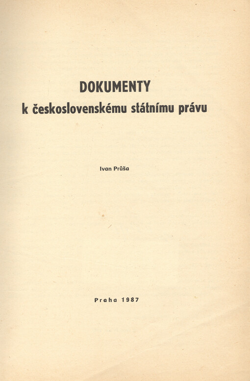 Dokumenty k československému státnímu právu