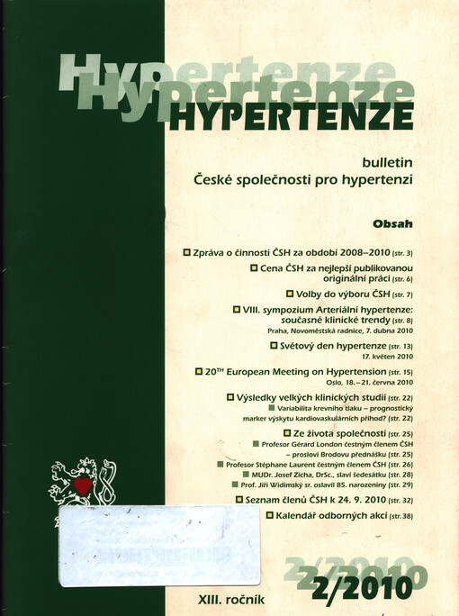 Hypertenze : bulletin České společnosti pro hypertenzi