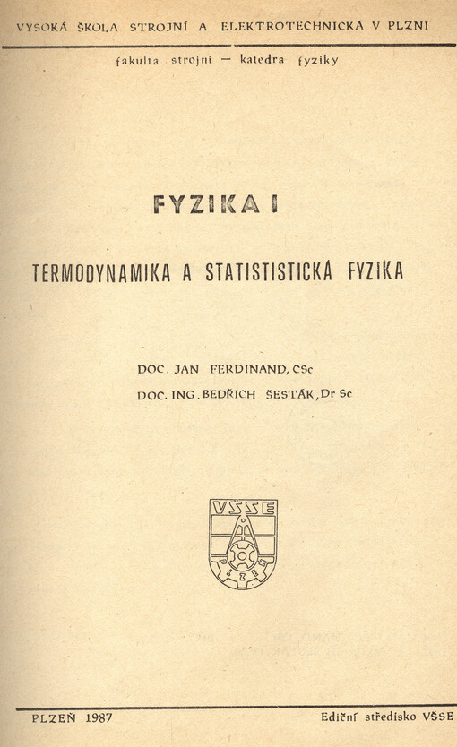Fyzika I : termodynamika a statistická fyzika
