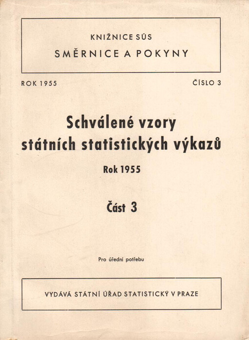 Schválené vzory státních statistických výkazů.Rok 1955.Komunální, bytové a vodní hospodářství.